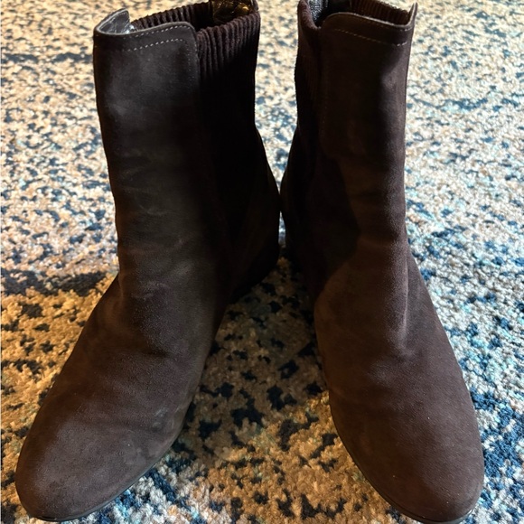 Aquatalia Dark Brown Suede Ankle Boots - Picture 3 of 6
